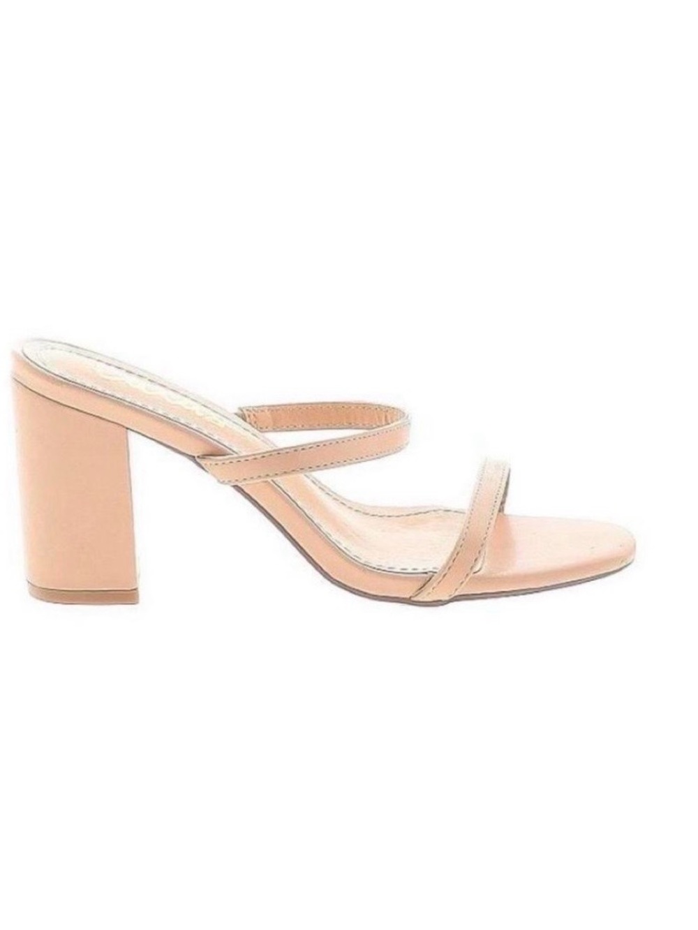 Womens Nude Block Heel Slide Sandals